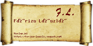 Fórizs László névjegykártya